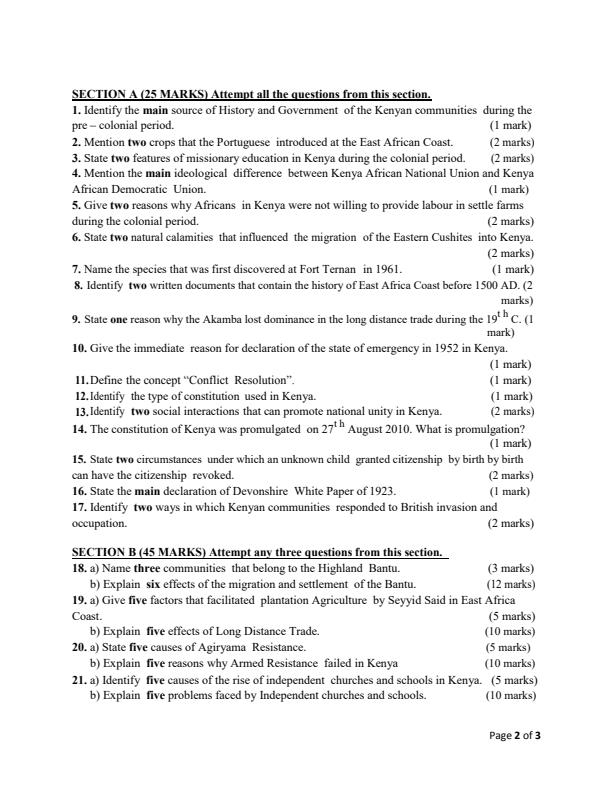 Preview page Form-3-History-and-Government-Term-3-Opener-Exam-2024-Version-2_3098_1.jpg