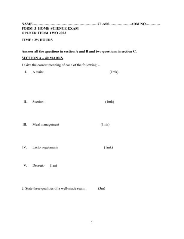 Preview page Form-3-Home-Science-Term-2-Opener-Exam-2023_1614_0.jpg