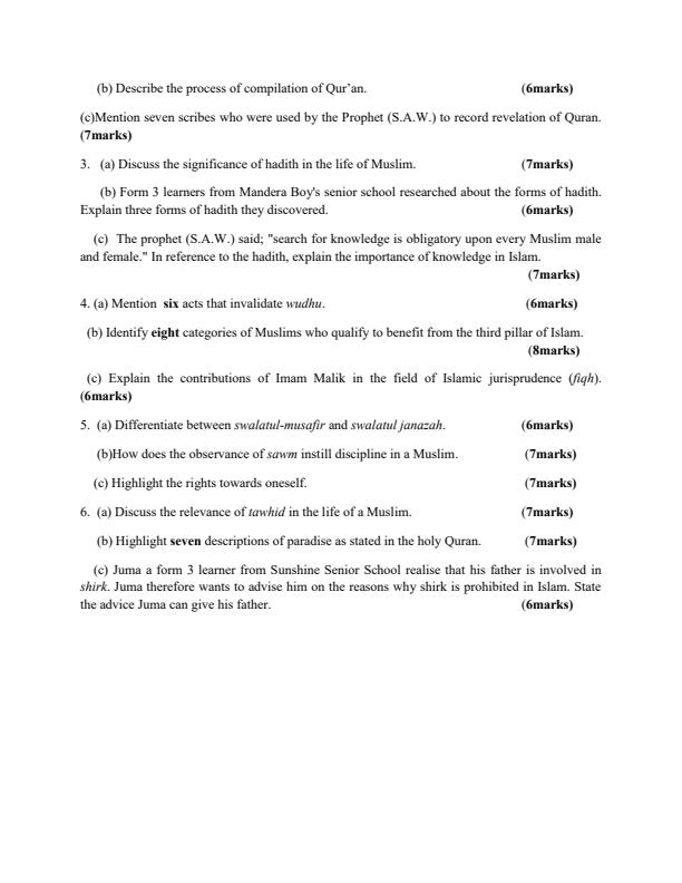 Preview page Form-3-Islamic-Religious-Education-Paper-1-End-Term-2-exam-2026_6236_1.jpg