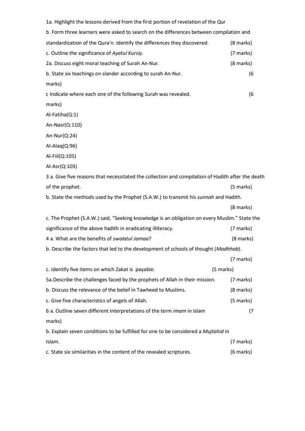 Preview page Form-3-Islamic-Religious-Education-Paper-1-Term-2-Opener-Exam-2026_5716_1.jpg