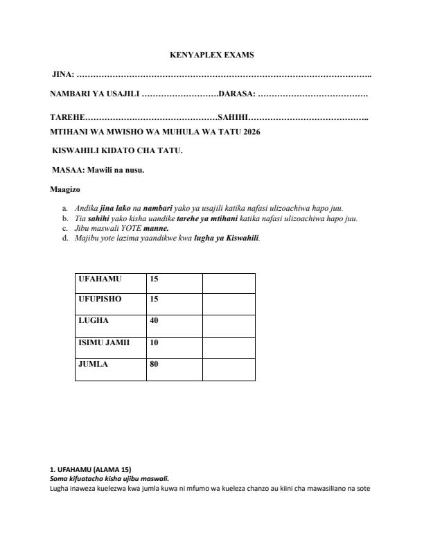 Preview page Form-3-Kiswahili-Paper-2-End-Term-3-Exam-2026_6992_0.jpg