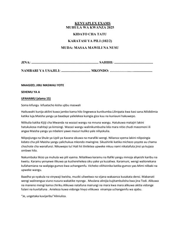 Preview page Form-3-Kiswahili-Paper-2-End-of-Term-1-Examination-2025_3894_0.jpg