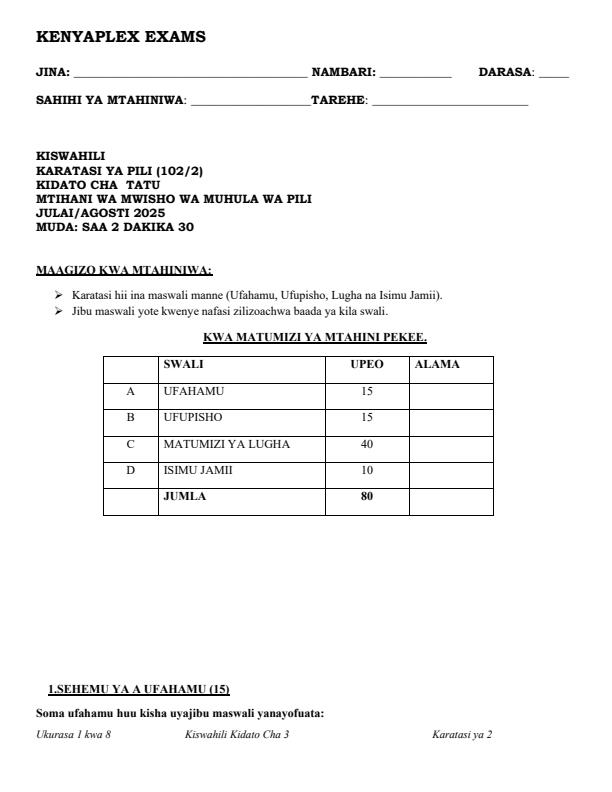 Preview page Form-3-Kiswahili-Paper-2-End-of-Term-2-Examination-2025_4279_0.jpg
