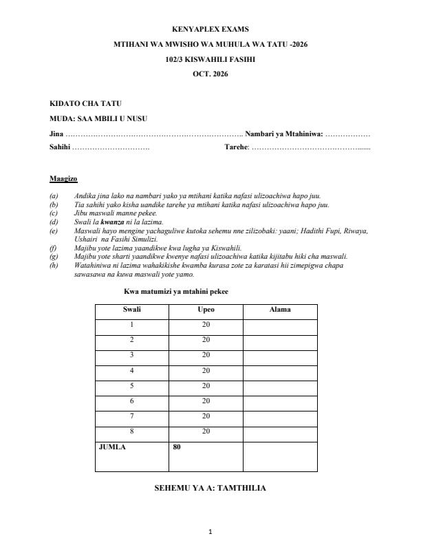 Preview page Form-3-Kiswahili-Paper-3-End-Term-3-Exam-2026_6993_0.jpg