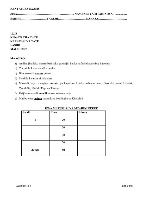 Preview page Form-3-Kiswahili-Paper-3-End-of-Term-1-Examination-2025_3895_0.jpg