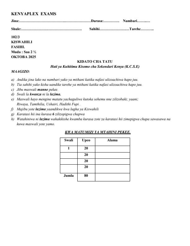 Preview page Form-3-Kiswahili-Paper-3-End-of-Term-3-Examination-2025_4764_0.jpg
