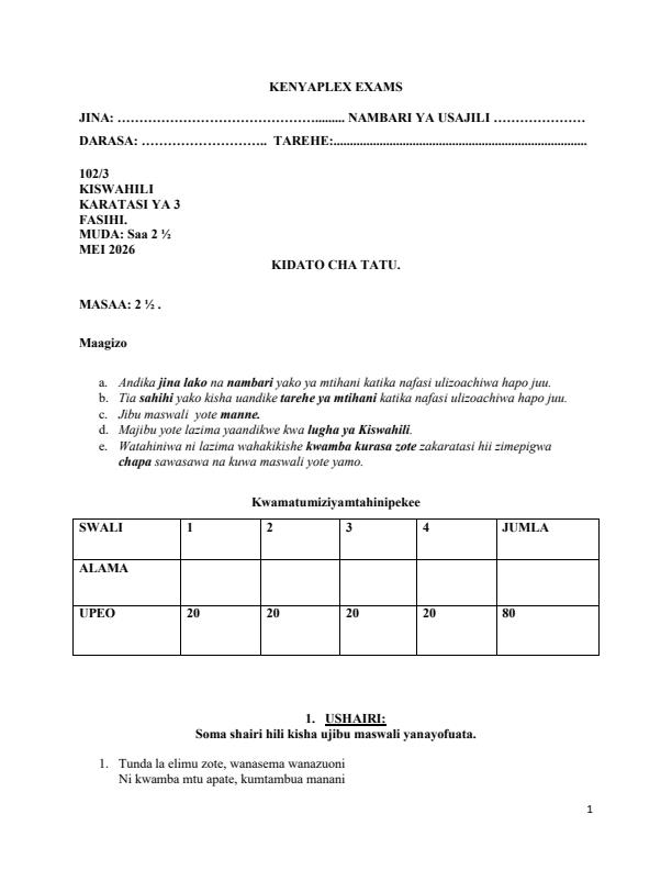 Preview page Form-3-Kiswahili-Paper-3-Term-2-Opener-Exam-2026_5720_0.jpg