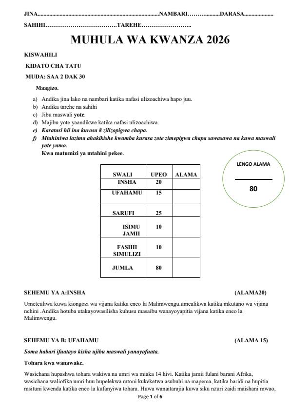 Preview page Form-3-Kiswahili-Term-1-Opener-Exam-2026_4899_0.jpg