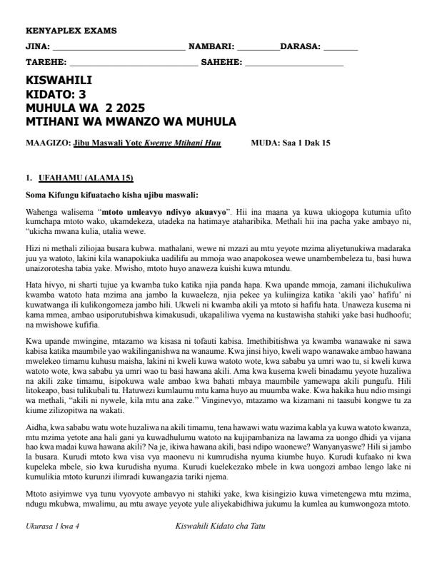 Preview page Form-3-Kiswahili-Term-2-Opener-Exam-2025_3950_0.jpg