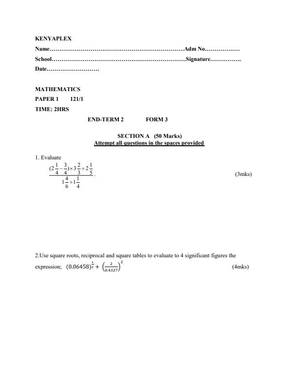 Preview page Form-3-Mathematics-Paper-1-End-of-Term-2-Examination-2021_881_0.jpg