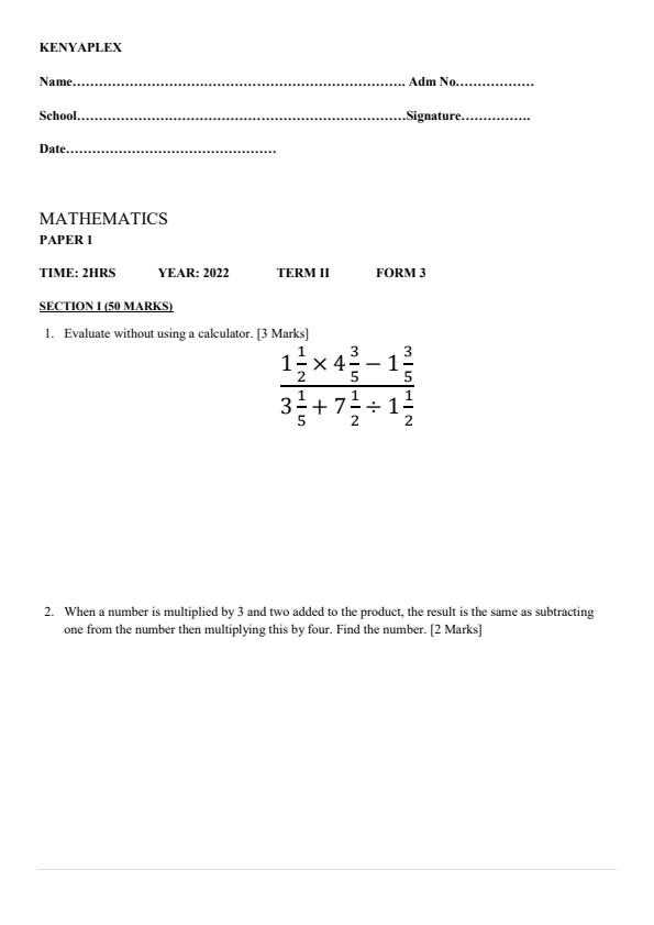 Preview page Form-3-Mathematics-Paper-1-End-of-Term-2-Examination-2022_1281_0.jpg