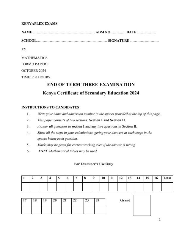 Preview page Form-3-Mathematics-Paper-1-End-of-Term-3-Examination-2024_3321_0.jpg