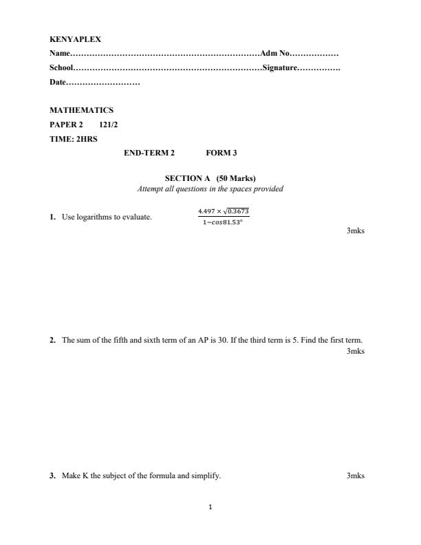 Preview page Form-3-Mathematics-Paper-2-End-of-Term-2-Exams-2021_897_0.jpg