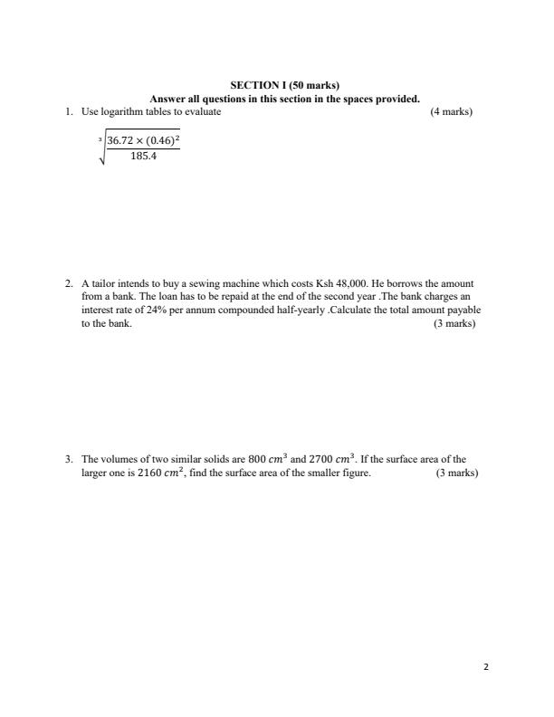 Preview page Form-3-Mathematics-Paper-2-End-of-Term-3-Examination-2024_3322_1.jpg