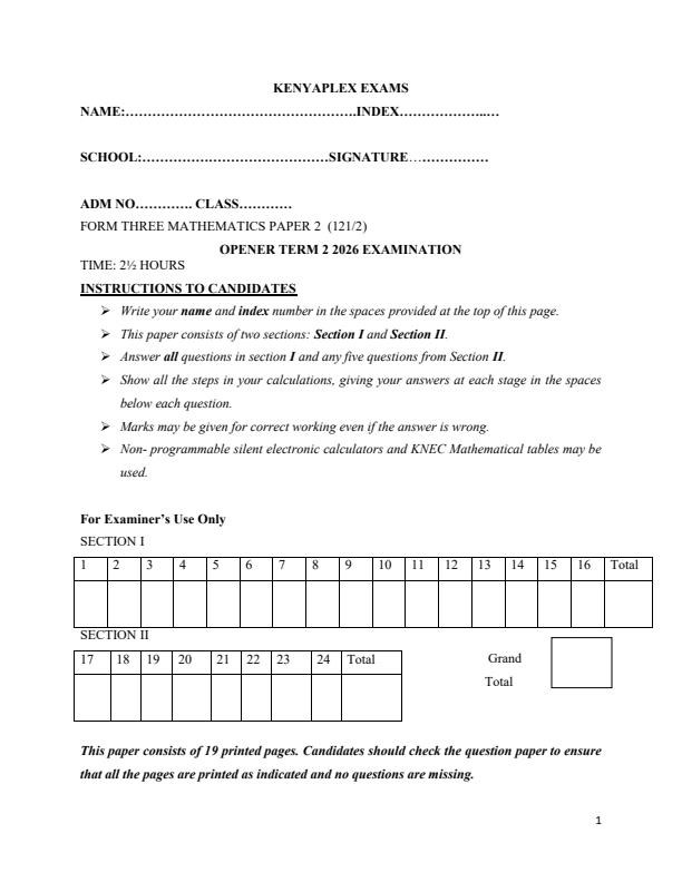Preview page Form-3-Mathematics-Paper-2-Term-2-Opener-Exam-2026_5722_0.jpg