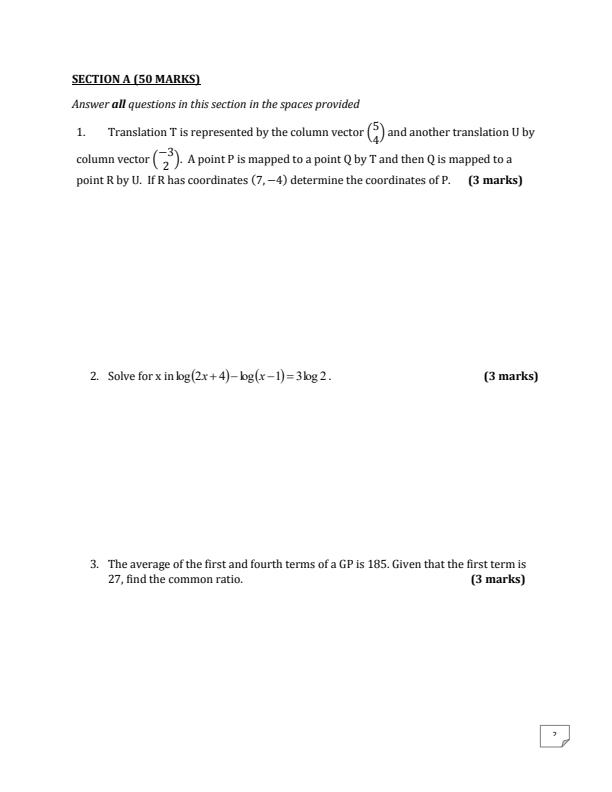 Preview page Form-3-Mathematics-Term-3-Opener-Exam-2024-Version-2_3102_1.jpg