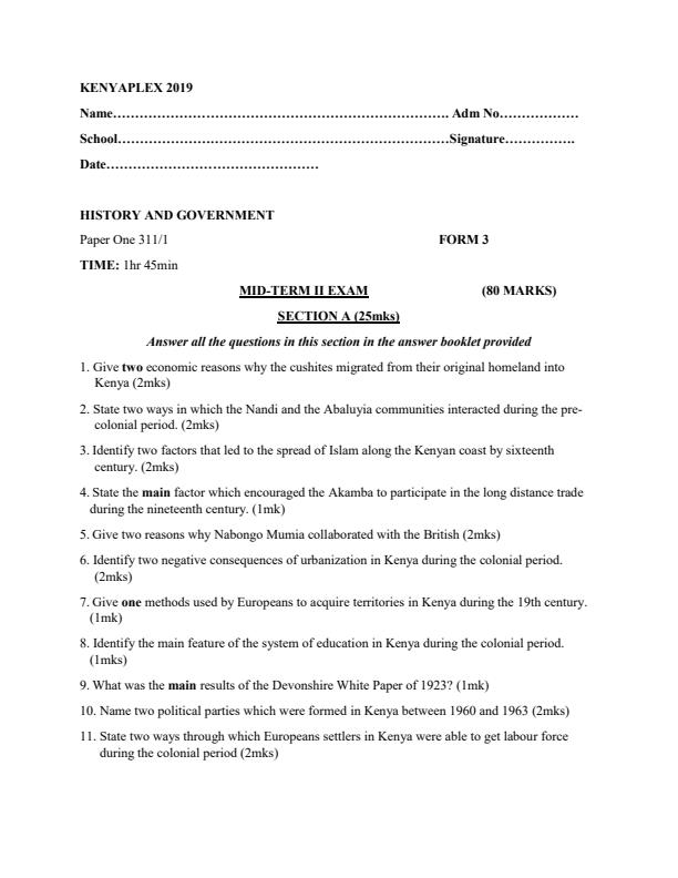 Preview page Form-3-Mid-Term-2-History-and-Government-Examination-2019_185_0.jpg
