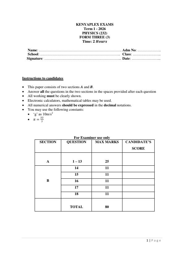Preview page Form-3-Physics-End-Term-1-Exam-2026_5475_0.jpg