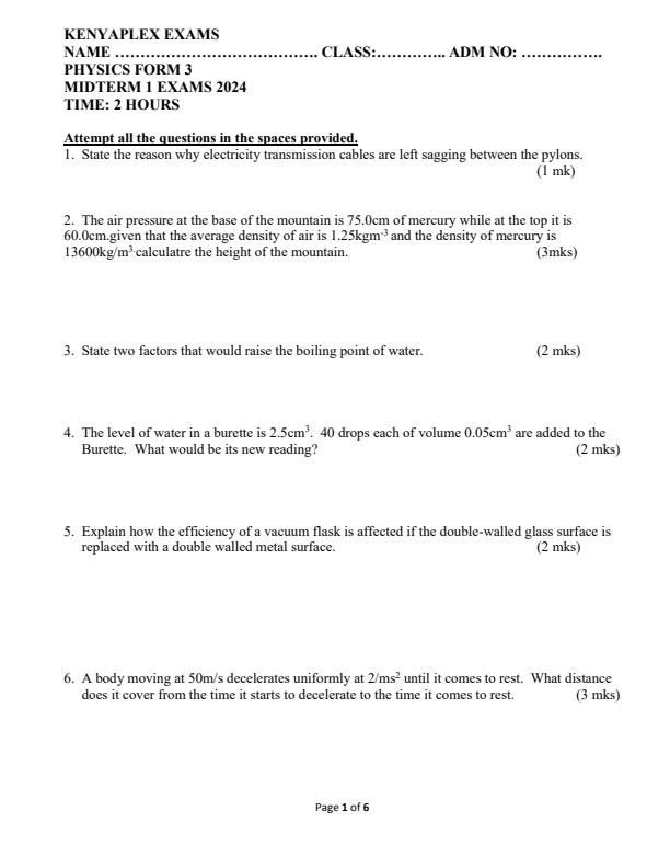 Preview page Form-3-Physics-Mid-Term-1-Examination-2024_2080_0.jpg