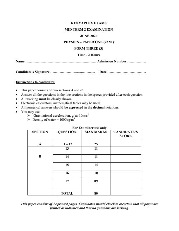 Preview page Form-3-Physics-Mid-Term-2-Exam-2026_5980_0.jpg