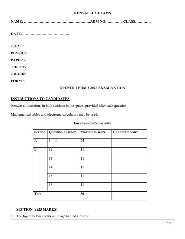 Preview page Form-3-Physics-Paper-2-Term-2-Opener-Exam-2026_5724_0.jpg