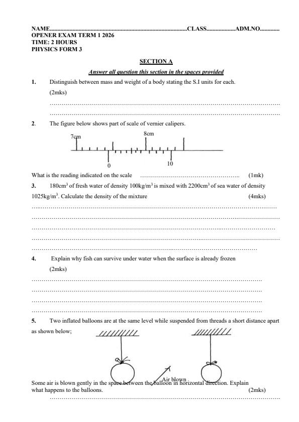 Preview page Form-3-Physics-Term-1-Opener-Exam-2026_4901_0.jpg