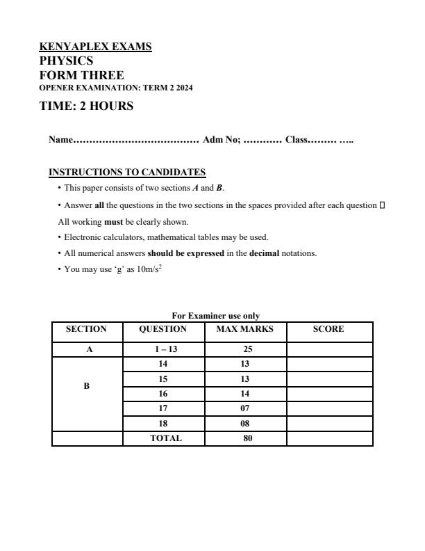 Preview page Form-3-Physics-Term-2-Opener-Exam-2024_2356_0.jpg