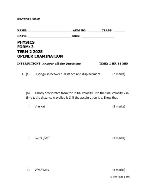 Preview page Form-3-Physics-Term-2-Opener-Exam-2025_3956_0.jpg