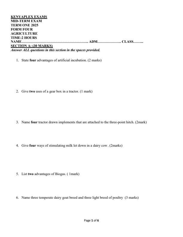 Preview page Form-4-Agriculture-Mid-Term-1-Exam-2025_3701_0.jpg