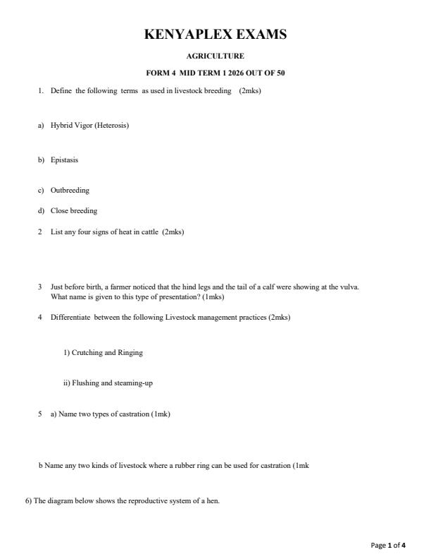 Preview page Form-4-Agriculture-Mid-Term-1-Exam-2026_5239_0.jpg