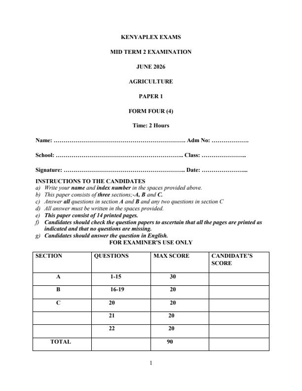 Preview page Form-4-Agriculture-Mid-Term-2-Exam-2026_5981_0.jpg