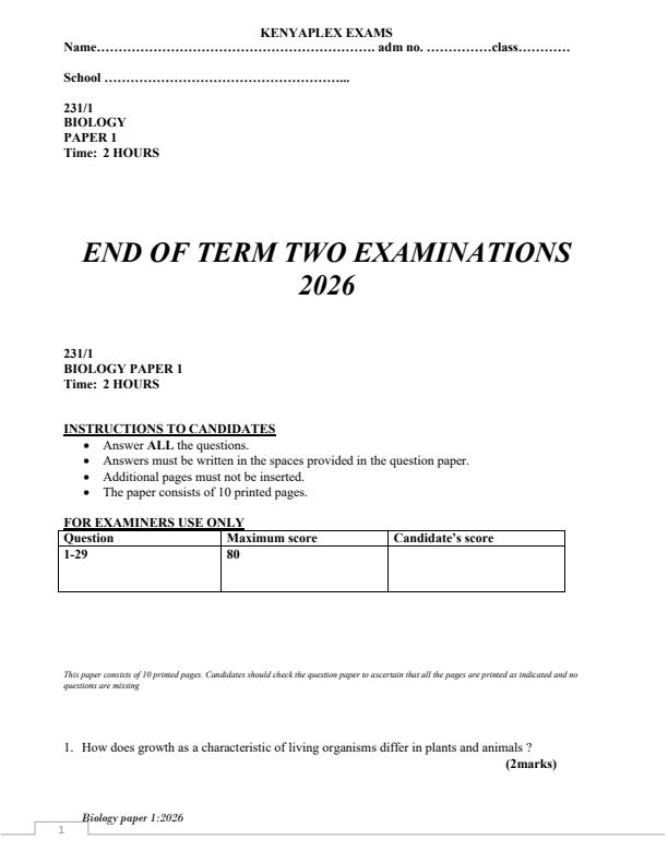 Preview page Form-4-Biology-Paper-1-End-Term-2-Exam-2026_6182_0.jpg