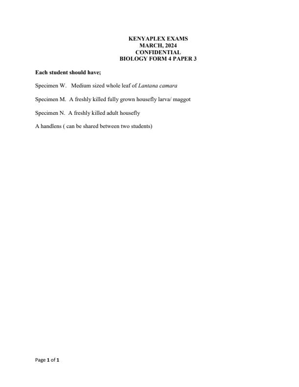 Preview page Form-4-Biology-Paper-3-Confidential-Paper-End-of-Term-1-Examination-2024_2256_0.jpg