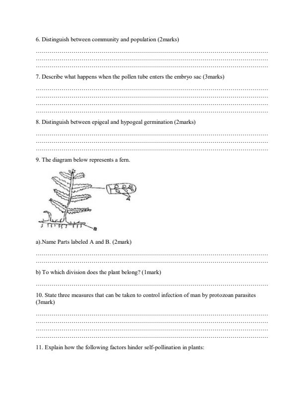 Form 4 Biology Term 1 Opener Examination 2020 - 455