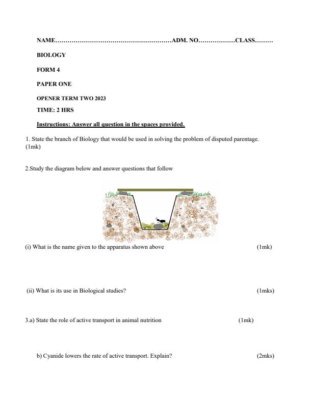 Preview page Form-4-Biology-Term-2-Opener-Exam-2023_1579_0.jpg