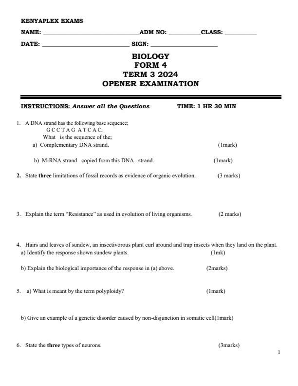 Preview page Form-4-Biology-Term-3-Opener-Exam-2024_2996_0.jpg