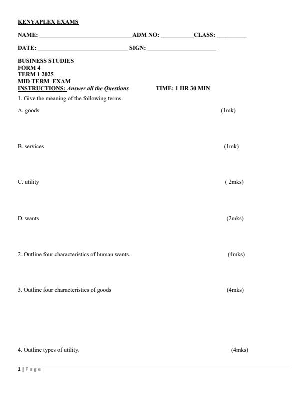 Preview page Form-4-Business-Studies-Mid-Term-1-Exam-2025_3698_0.jpg