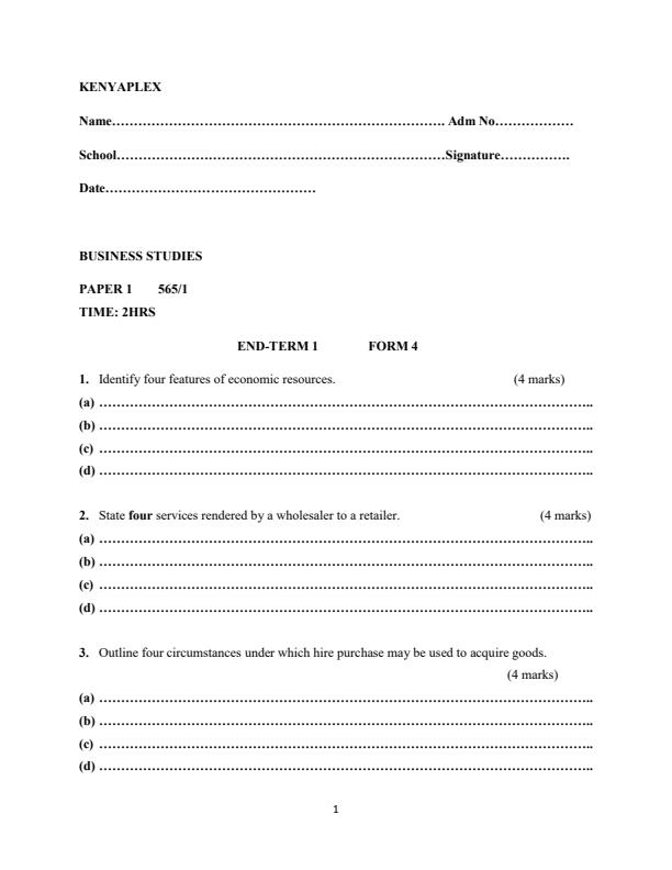 Preview page Form-4-Business-Studies-Paper-1-End-Term-1-2021-Exam_850_0.jpg