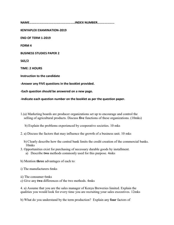 Preview page Form-4-Business-Studies-Paper-2-End-of-Term-1-Examination-2019_107_0.jpg