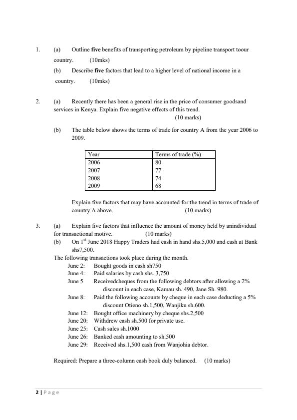Form 4 Business Studies Paper 2 End of Term 2 Exam 2023 1725
