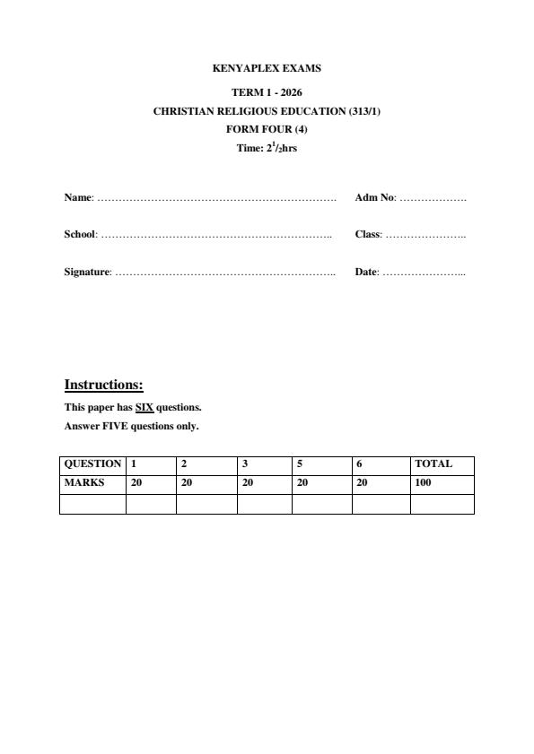 Preview page Form-4-CRE-Paper-1-End-Term-1-Exam-2026_5486_0.jpg