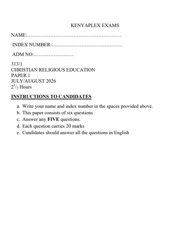 Preview page Form-4-CRE-Paper-1-End-Term-2-Exam-2026_6192_0.jpg