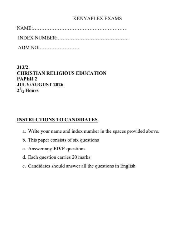 Preview page Form-4-CRE-Paper-2-End-Term-2-Exam-2026_6193_0.jpg