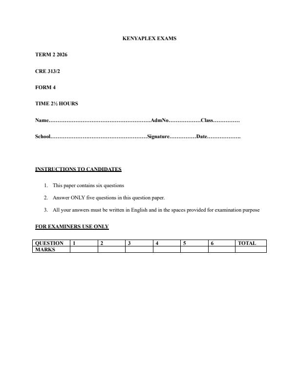 Preview page Form-4-CRE-Paper-2-Term-2-Opener-Exam-2026_5735_0.jpg