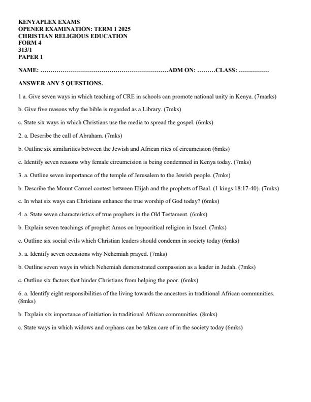 Preview page Form-4-CRE-Term-1-Opener-Exam-2025_3579_0.jpg