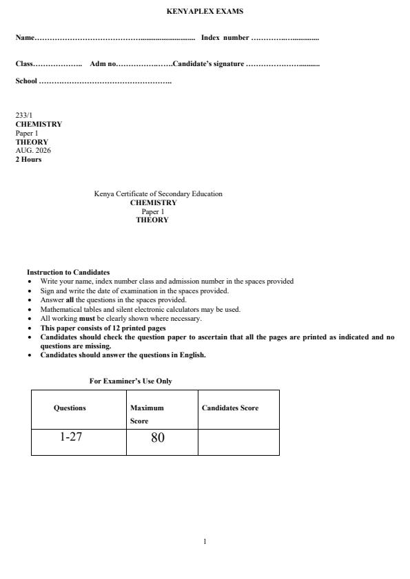 Preview page Form-4-Chemistry-Paper-1-End-Term-2-Exam-2026_6187_0.jpg