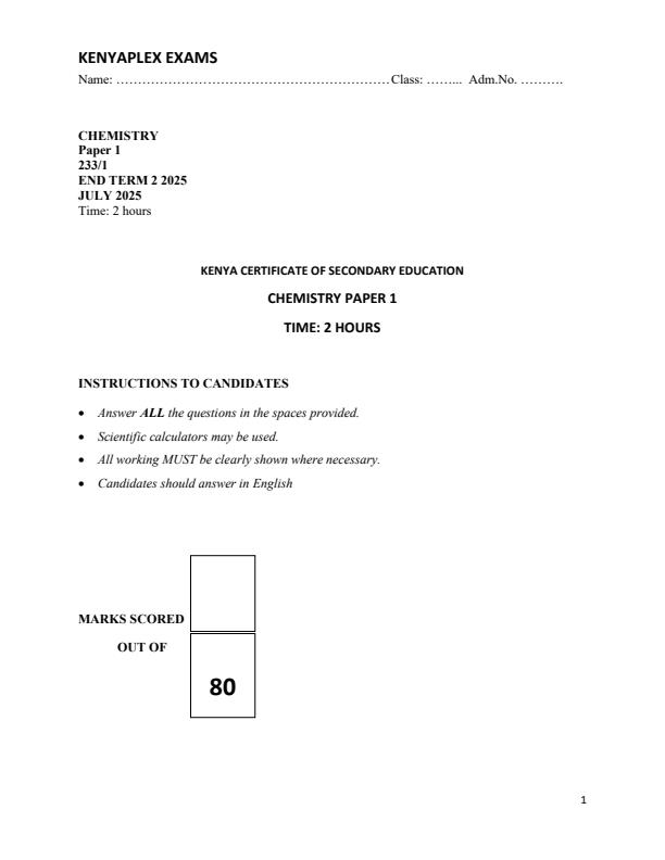 Preview page Form-4-Chemistry-Paper-1-End-of-Term-2-Examination-2025_4293_0.jpg