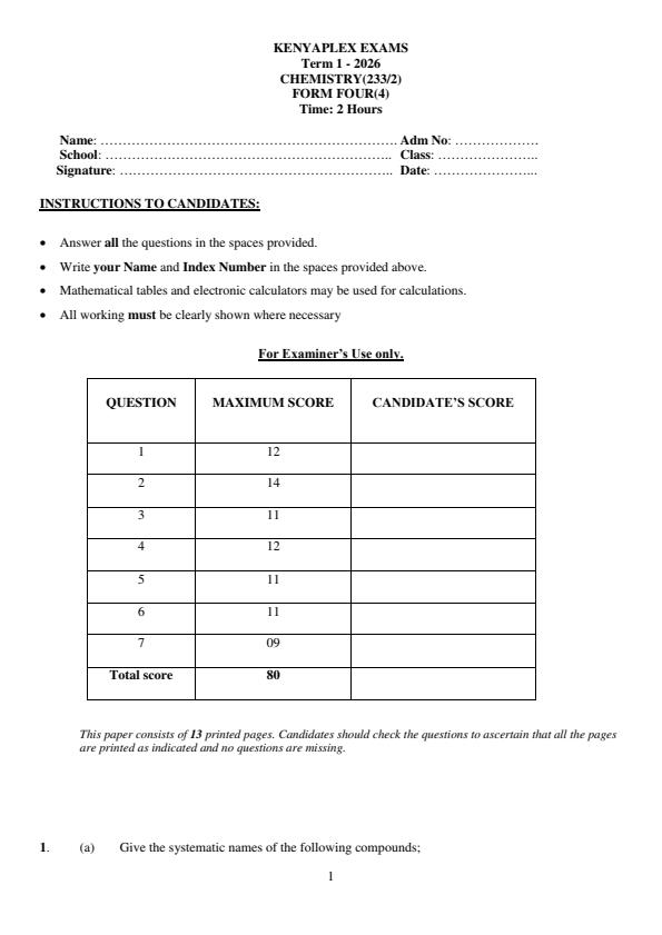 Preview page Form-4-Chemistry-Paper-2-End-Term-1-Exam-2026_5510_0.jpg