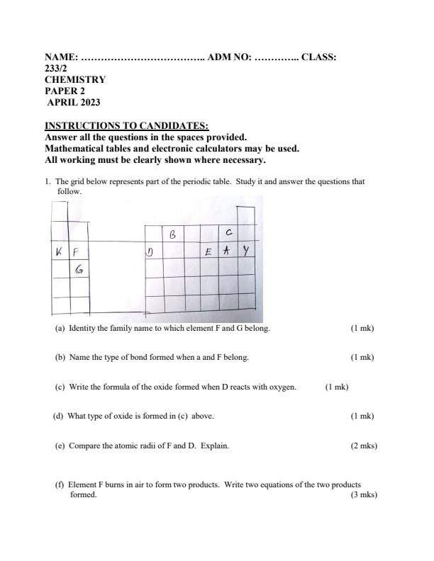 Preview page Form-4-Chemistry-Paper-2-End-Term-1-Examination-2023_1523_0.jpg