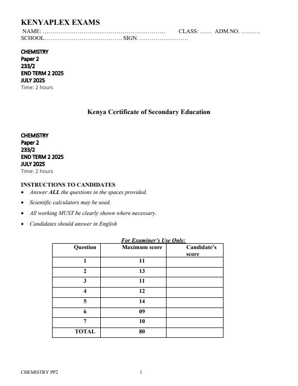 Preview page Form-4-Chemistry-Paper-2-End-of-Term-2-Examination-2025_4294_0.jpg